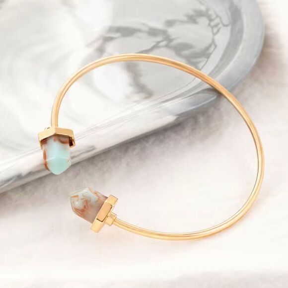 Hexagonal Open Bangle Bracelet - Picture 5 of 5